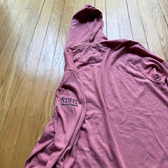 Johnnie-O Size M Pink Gunnar Striped Lightweight Hooded Long Sleeve T-Shirt Top - Picture 12 of 13